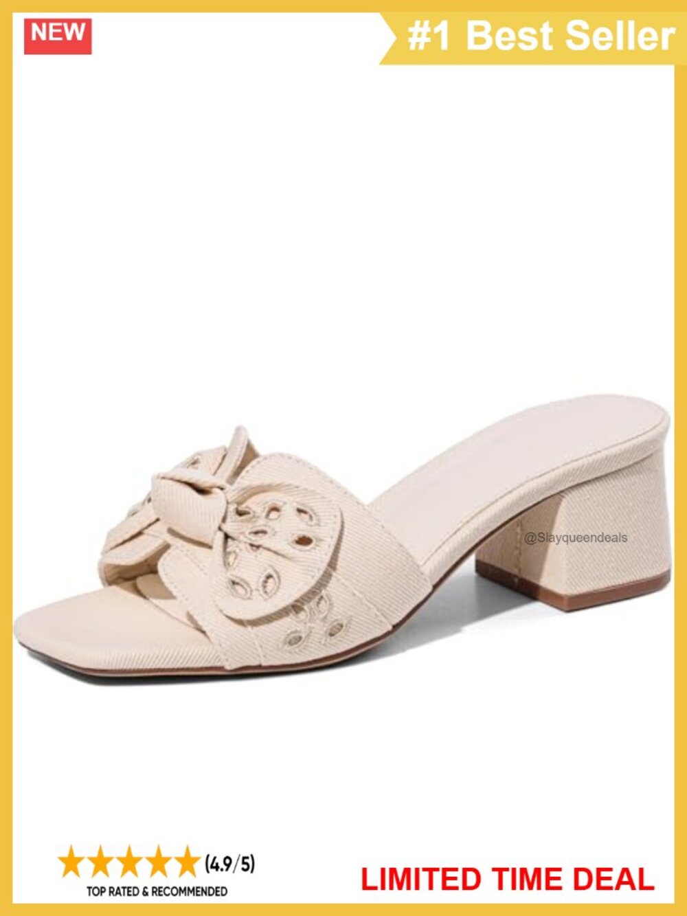 Raffia Heeled Sandals Square Toe Chunky Mules Slip On Dressy Summer